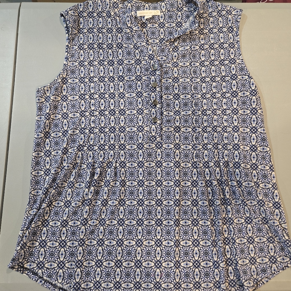 Westport Blue and White Patterned Casual Shirt (4c11)